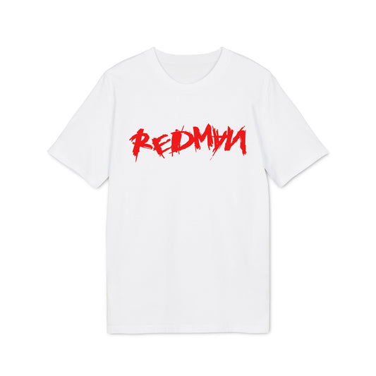 White t-shirt with red "REDMYN" distressed text graphic.