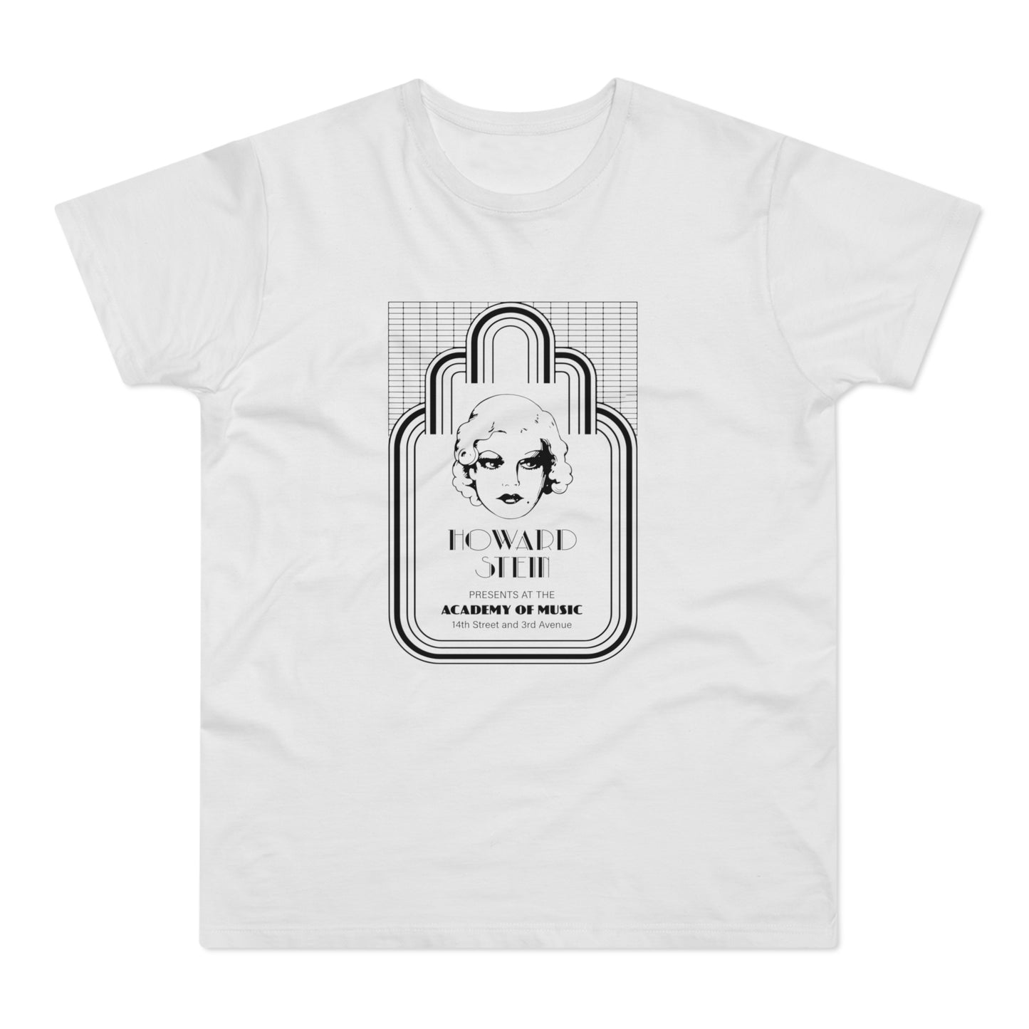 Howard Stein presents at the Academy of Music on a white t-shirt.