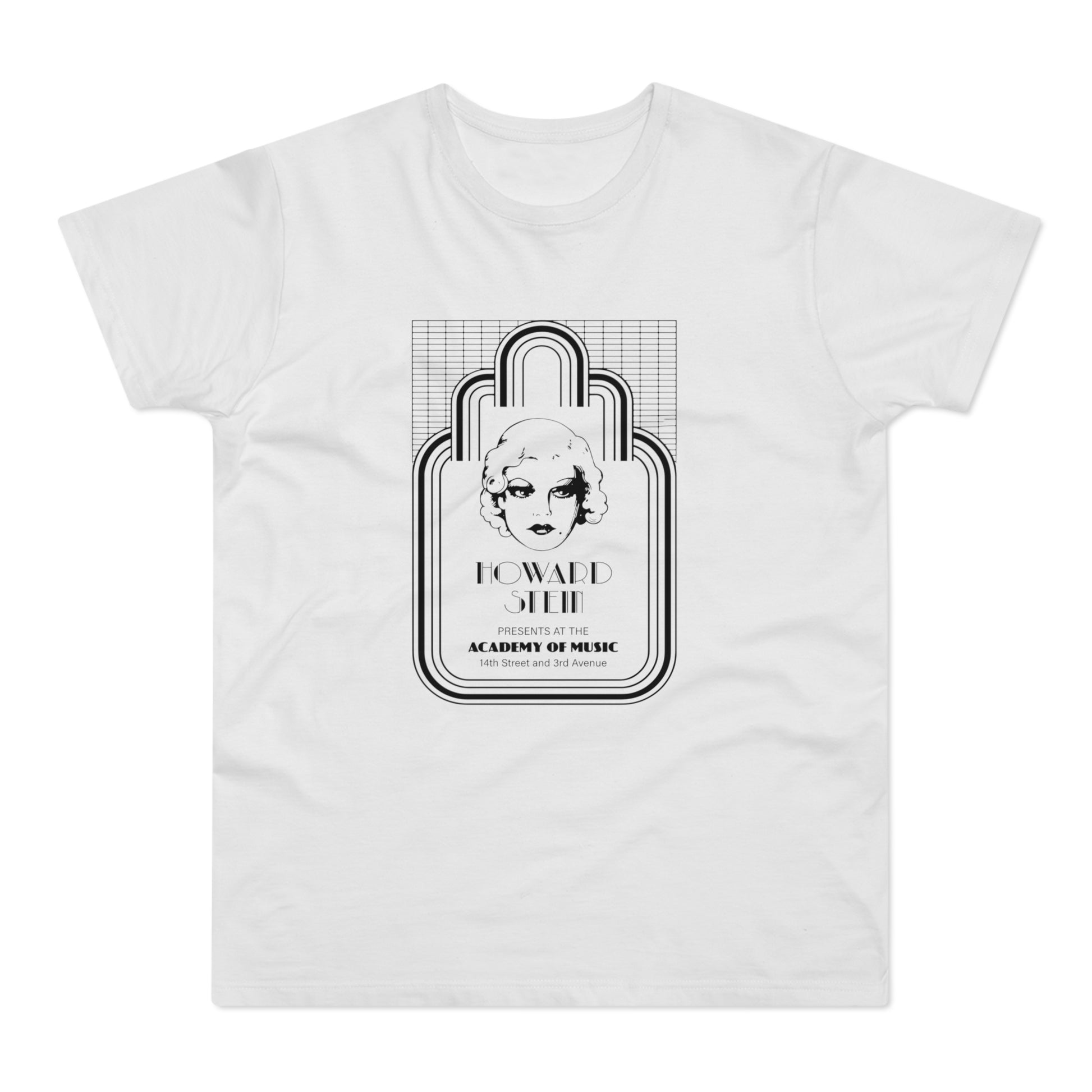 Howard Stein presents at the Academy of Music on a white t-shirt.