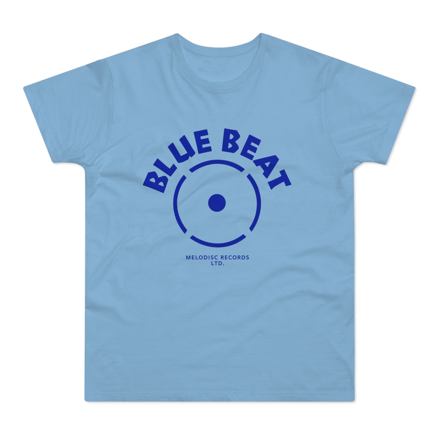 Light blue t-shirt with blue "BLUE BEAT" text and music note graphic.