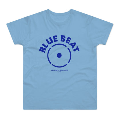 Light blue t-shirt with blue "BLUE BEAT" text and music note graphic.