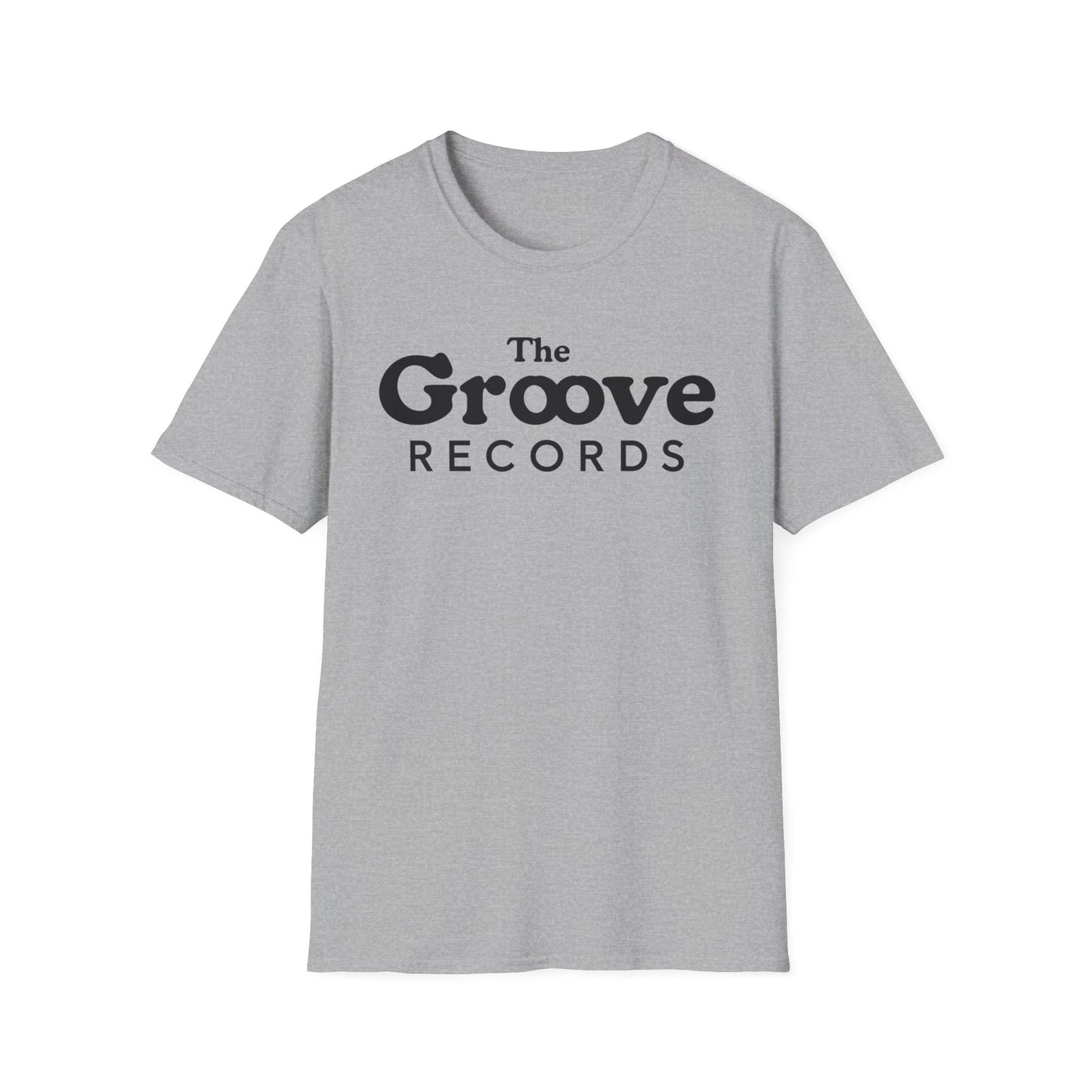 Grey t-shirt with black text "The Groove RECORDS" on the front.