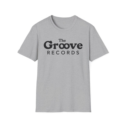 Grey t-shirt with black text "The Groove RECORDS" on the front.