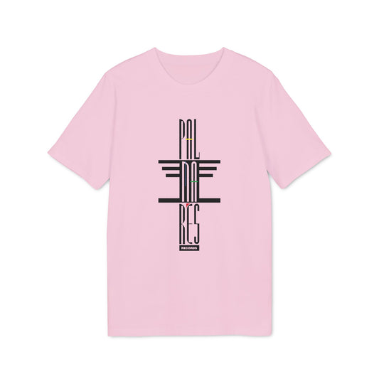 Pink t-shirt with vertical text "PAL" "MAE" "RES" and "RECORDS"