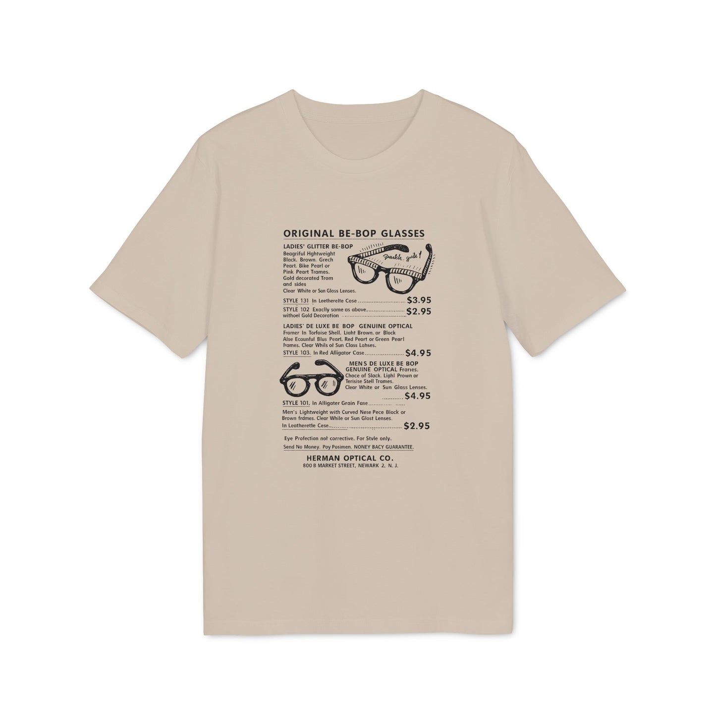 Advertisement for Original Be-Bop Glasses with styles, prices, and company information.