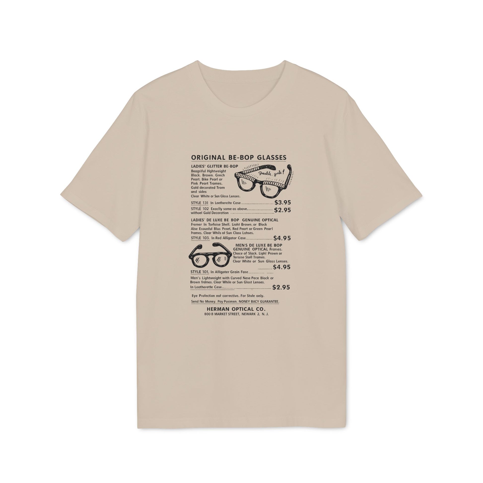 Advertisement for Original Be-Bop Glasses with styles, prices, and company information.
