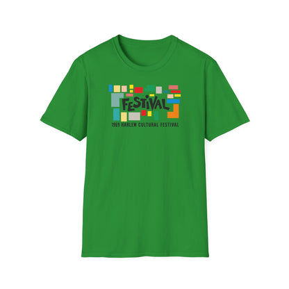 Green t-shirt with "FESTIVAL" text and "1969 HARLEM CULTURAL FESTIVAL" below.