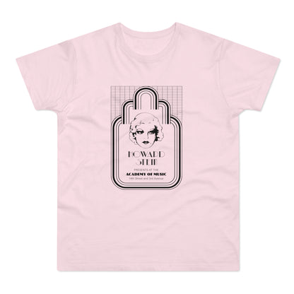 Pink t-shirt with Howard Stein Presents at the Academy of Music graphic.