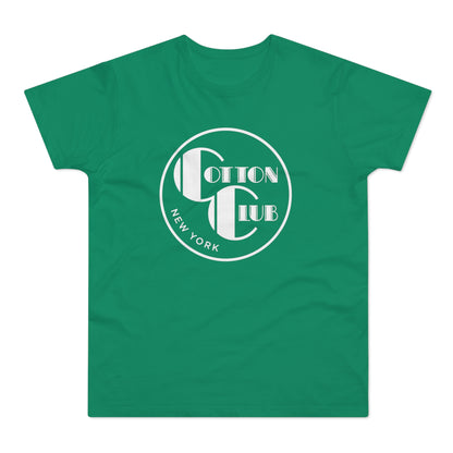 Green t-shirt with white "COTTON CLUB NEW YORK" logo in circle graphic.