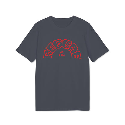 Dark grey t-shirt with red "REGGAE 45 RPM" graphic.