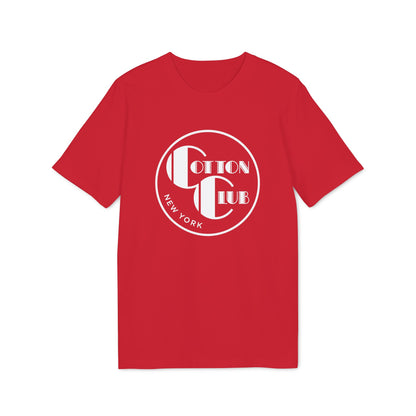 Red t-shirt with white "Cotton Club New York" circular logo on the chest.
