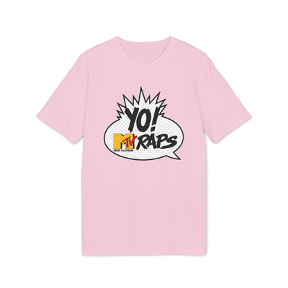 Pink t-shirt with "YO! MTV RAPS MUSIC TELEVISION" in a comic style speech bubble.
