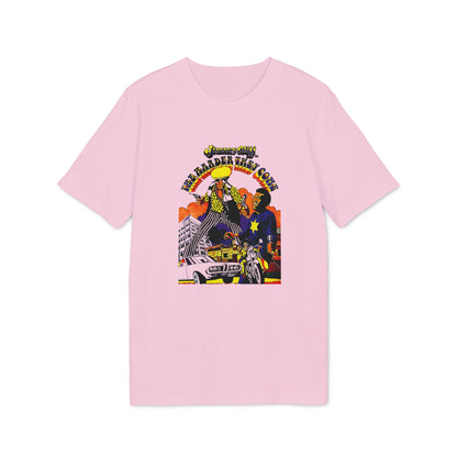 Pink t-shirt with "Jimmy Cliff The Harder They Come" graphic.