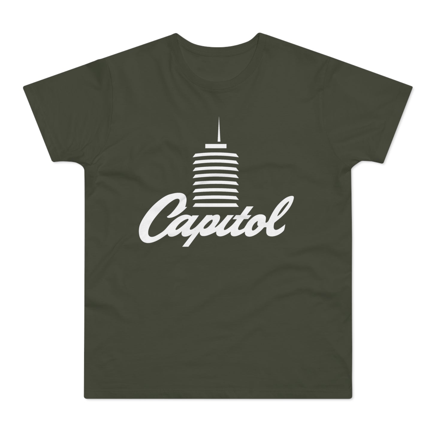 Dark green t-shirt with white Capitol building logo.