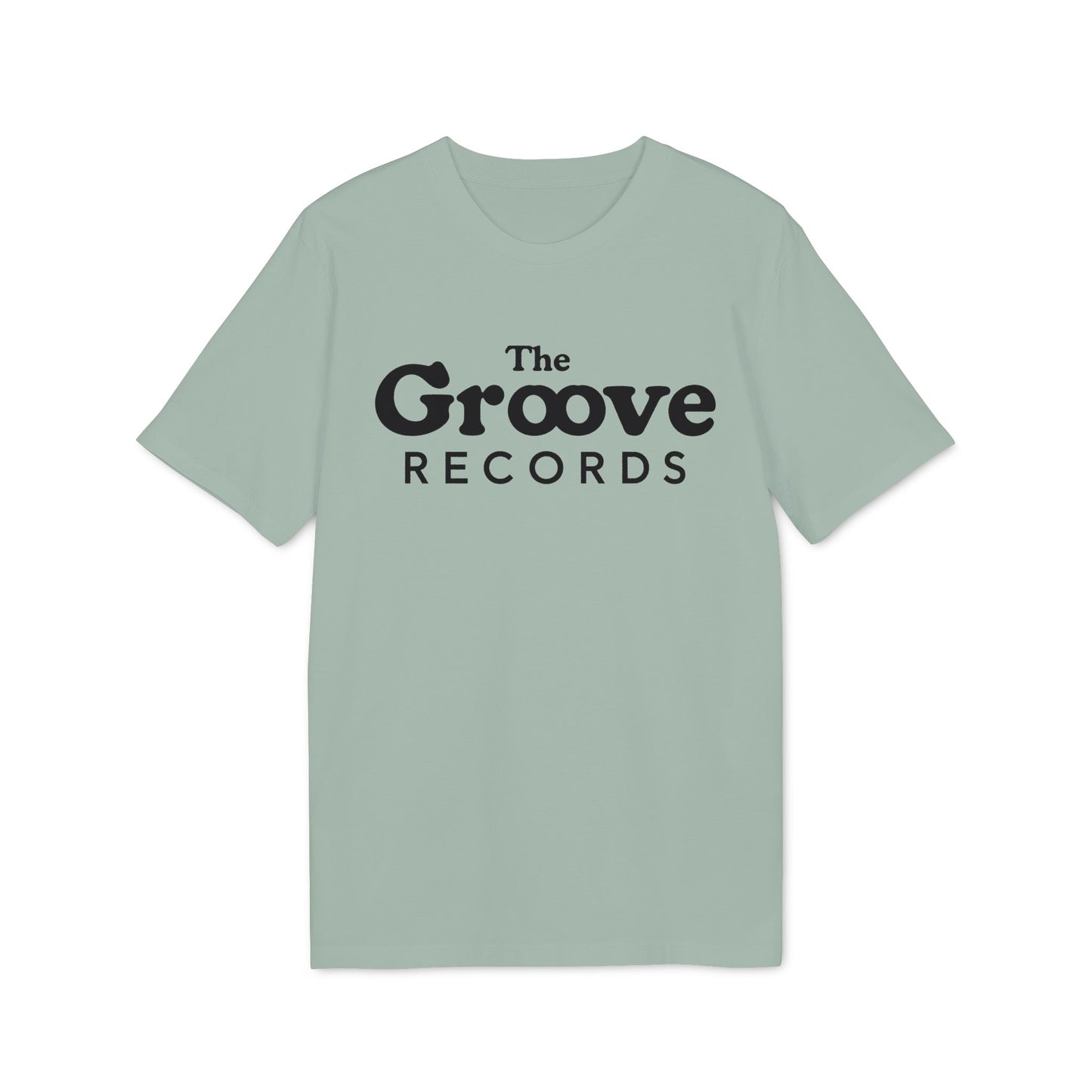 Light green t-shirt with black text "The Groove Records" on the front.