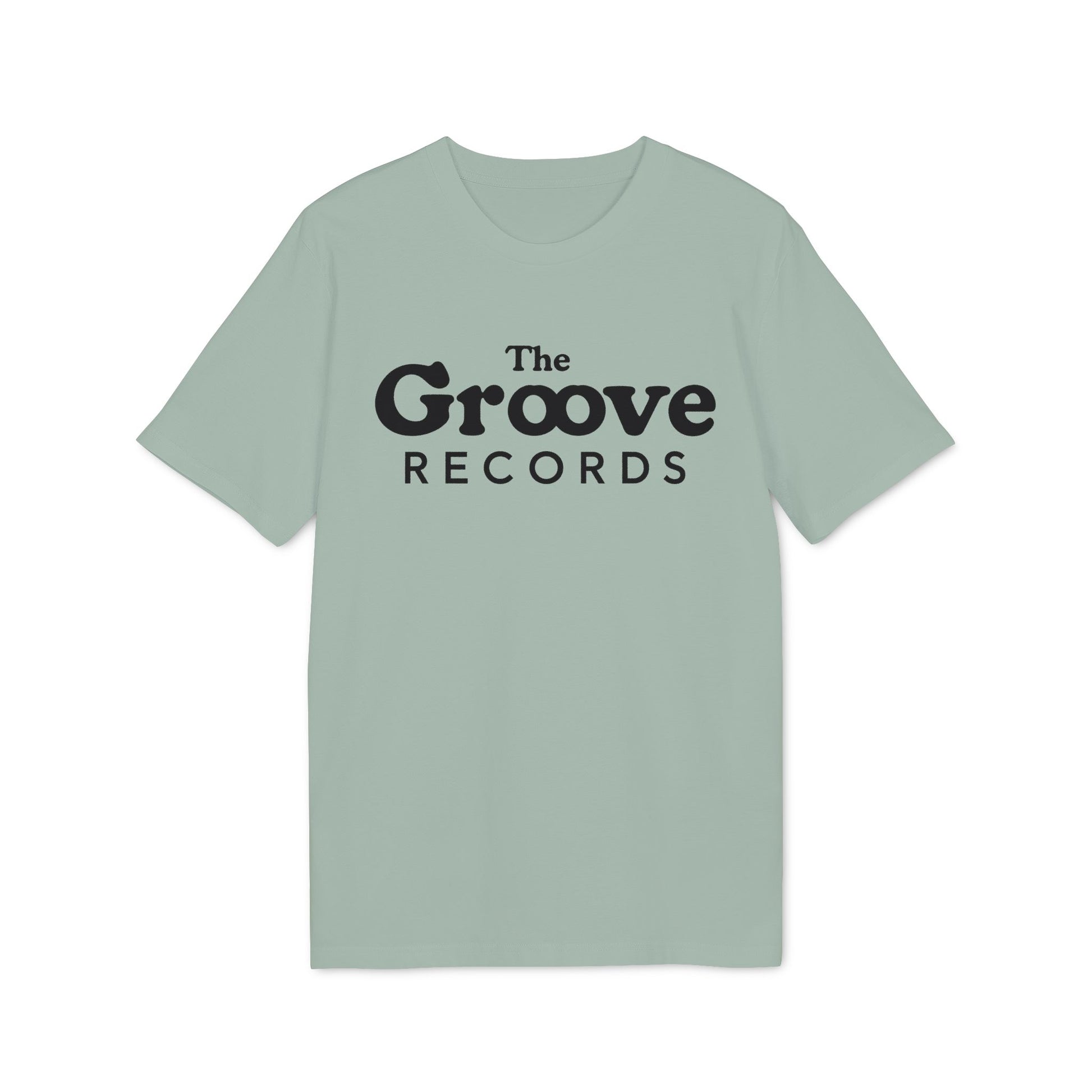 Light green t-shirt with black text "The Groove Records" on the front.
