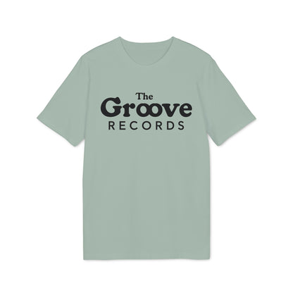 Light green t-shirt with black text "The Groove Records" on the front.