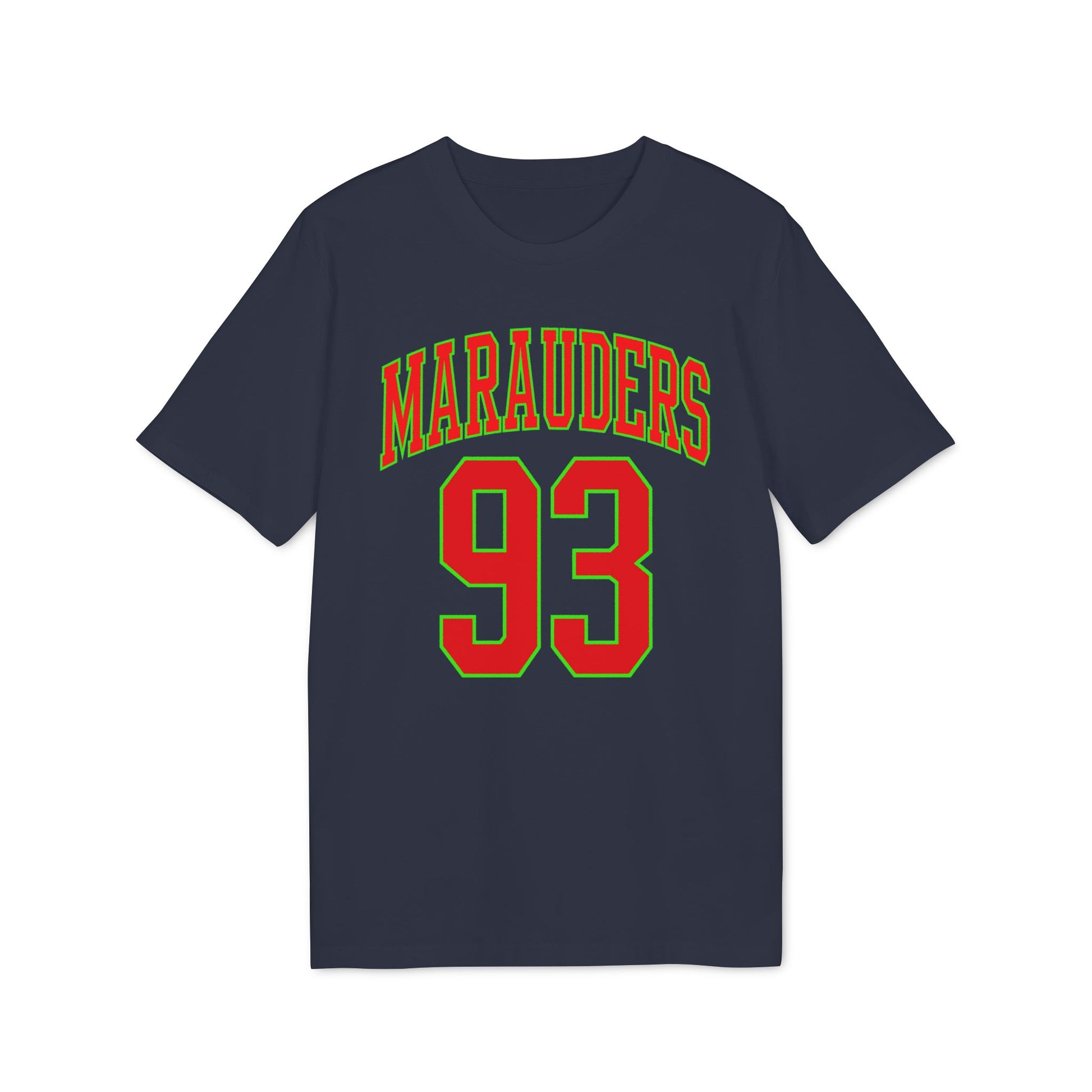 Navy t-shirt with red "MARAUDERS" text above red number "93".