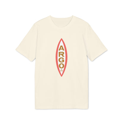 Cream t-shirt with a vertical red and gold "ARGO 45 RPM" graphic.