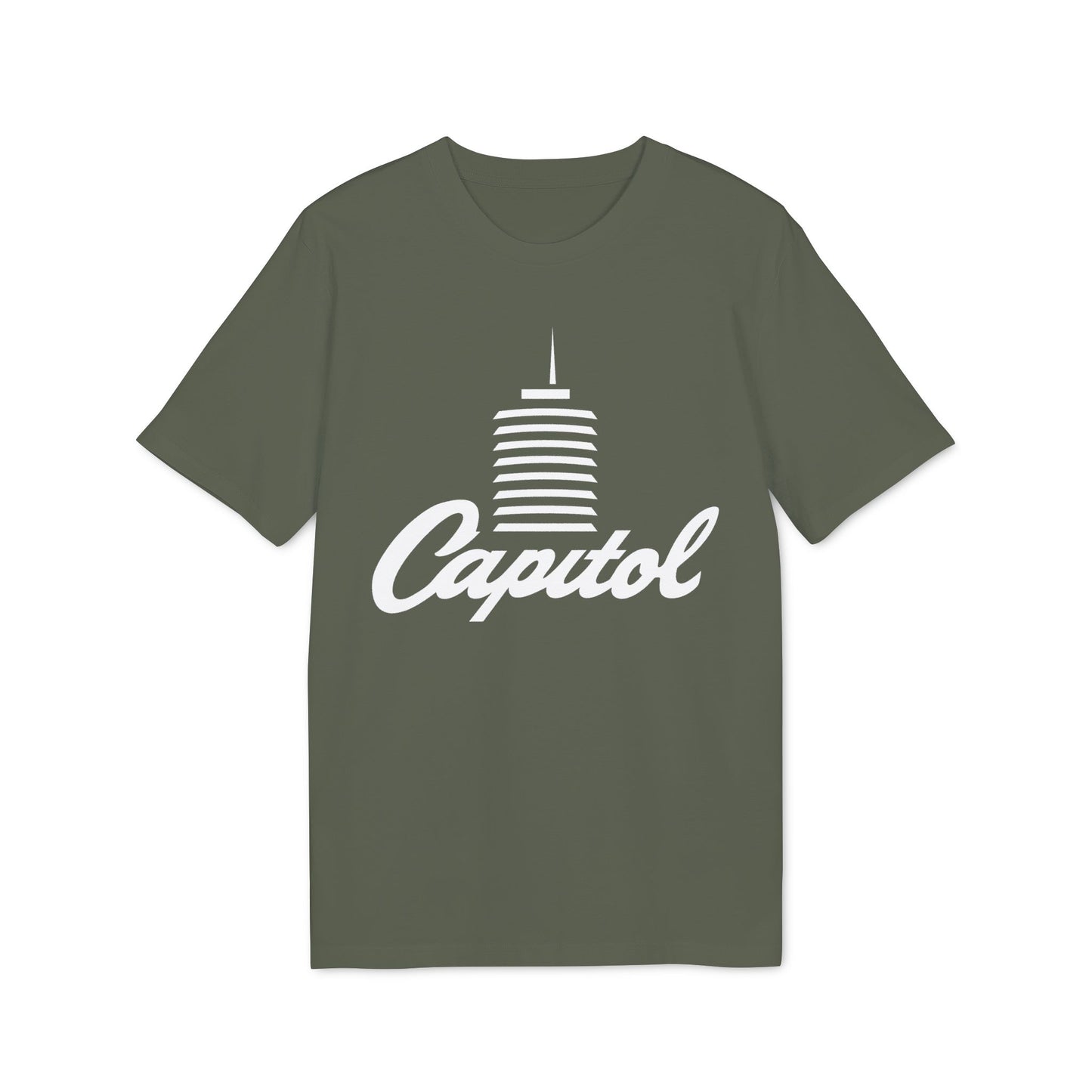 Green t-shirt with white "Capitol" text and building graphic.
