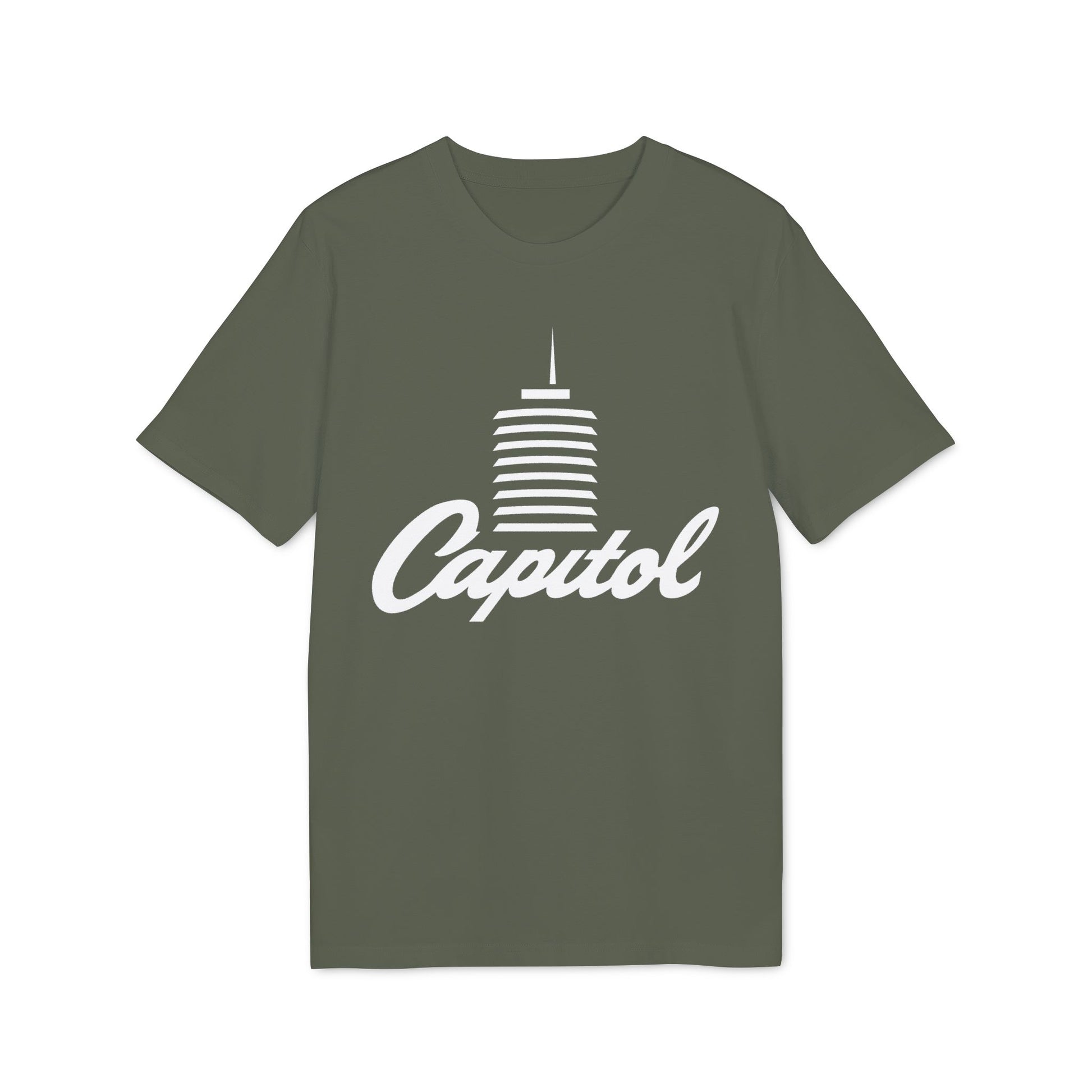 Green t-shirt with white "Capitol" text and building graphic.