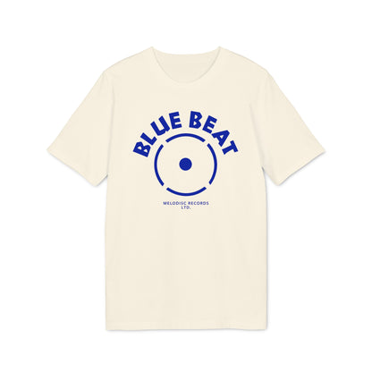 Cream t-shirt with blue "BLUE BEAT" logo and "MELODISC RECORDS LTD." text.