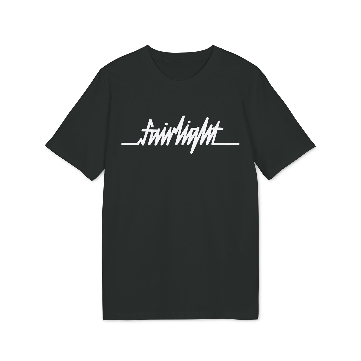Black t-shirt with white "fairlight" text logo across the chest.