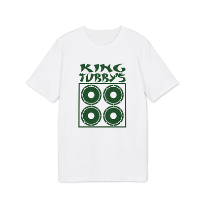 White t-shirt with green King Tubby's text and speaker graphic.