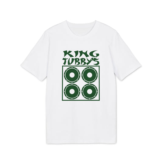 White t-shirt with green King Tubby's text and speaker graphic.