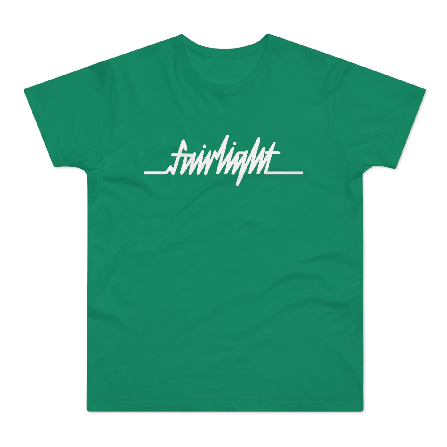 Green t-shirt with white "fairlight" wordmark and waveform graphic.