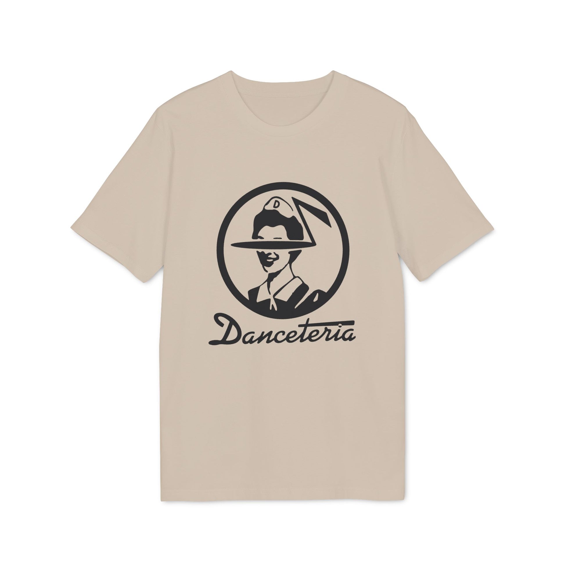Beige t-shirt with a black circular logo and "Danceteria" text.