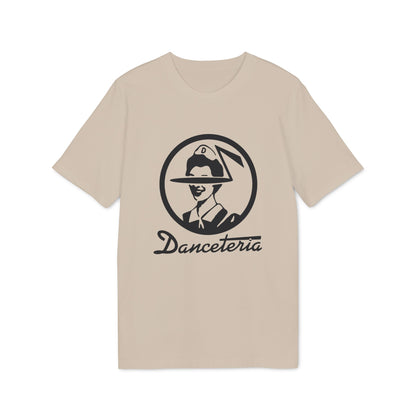 Beige t-shirt with a black circular logo and "Danceteria" text.