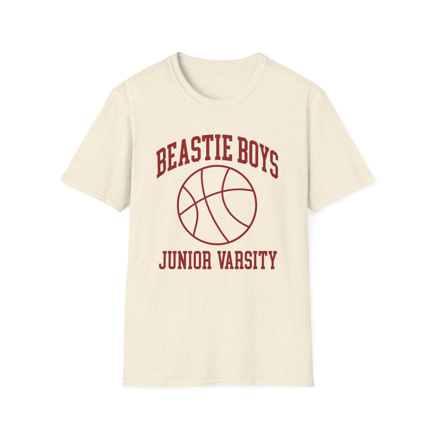 Cream t-shirt with "BEASTIE BOYS" and basketball graphic, "JUNIOR VARSITY" text.