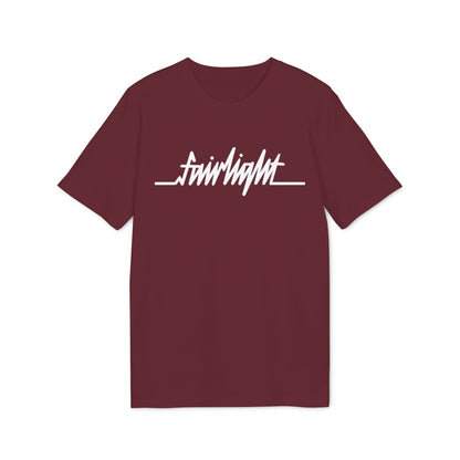 Maroon t-shirt with white "fairlight" text and a horizontal line graphic.