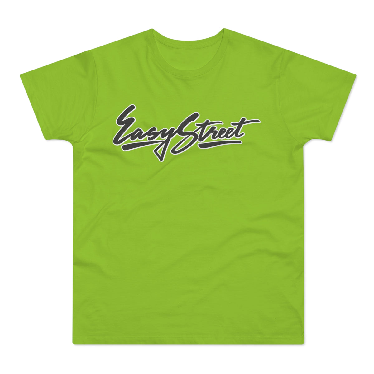 Light green t-shirt with "Easy Street" in black script font.