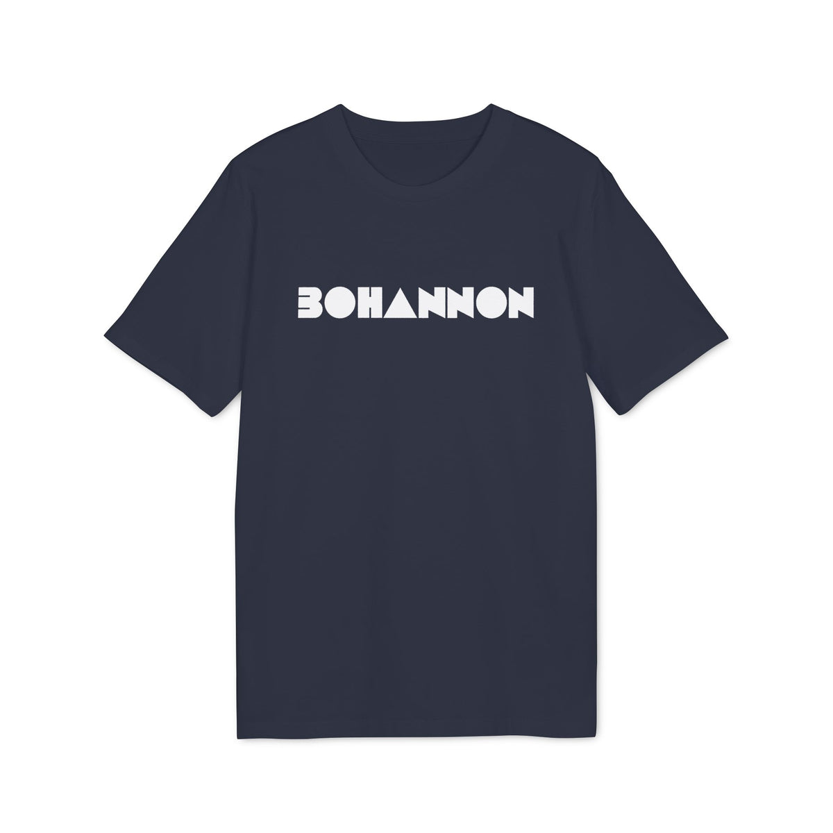 Navy t-shirt with white text that reads BOHANNON