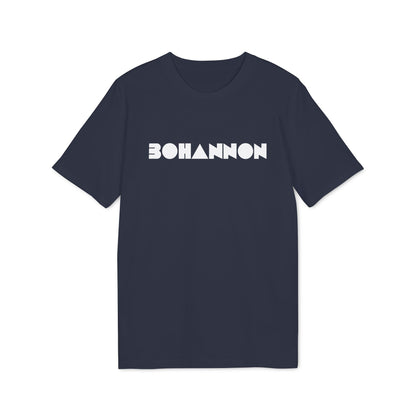 Navy t-shirt with white text that reads BOHANNON