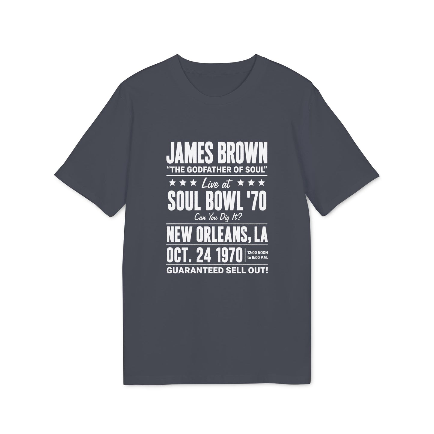 James Brown "The Godfather of Soul" Soul Bowl '70 New Orleans Oct. 24, 1970 concert tee.