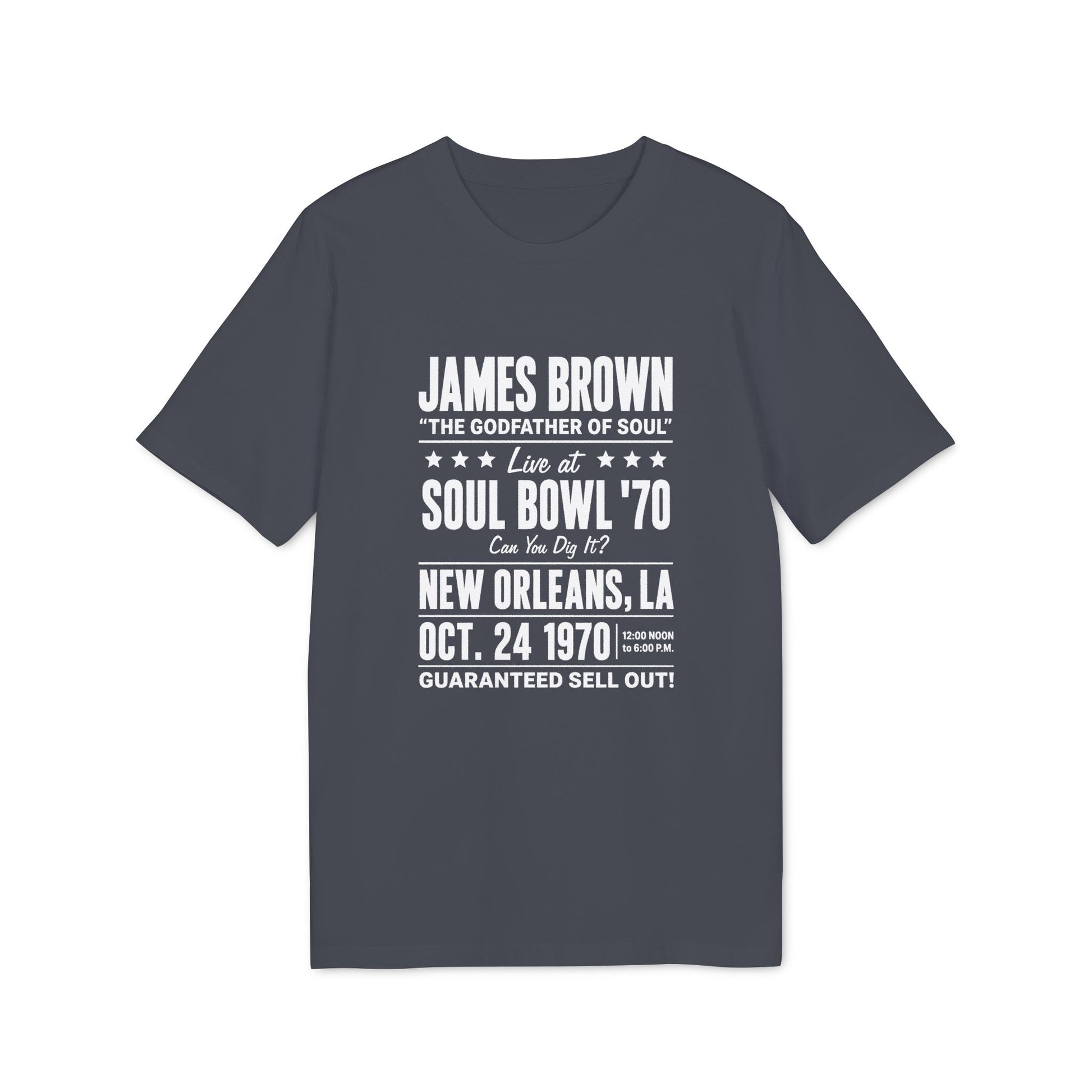 James Brown "The Godfather of Soul" Soul Bowl '70 New Orleans Oct. 24, 1970 concert tee.