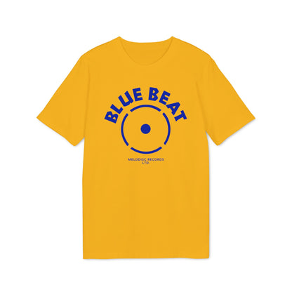 Yellow t-shirt with blue "BLUE BEAT" text and Melodisc Records logo.