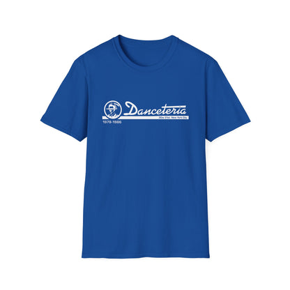 Blue t-shirt with white Danceteria logo, 1979-1986, 30w 21st New York City.
