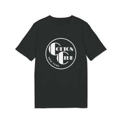 Black t-shirt with circular logo for "Cotton Club New York".