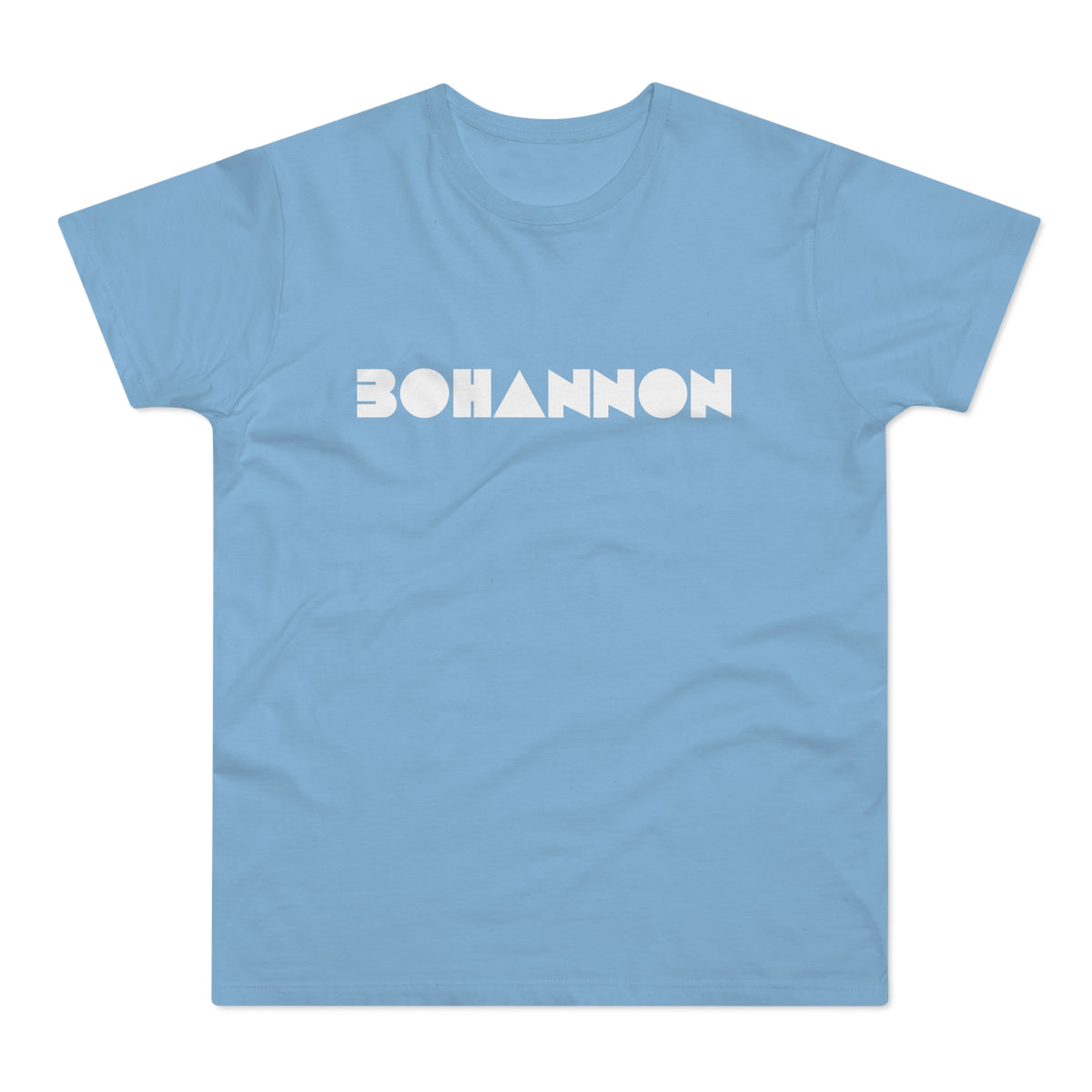 Light blue t-shirt with white "BOHANNON" text across the chest.