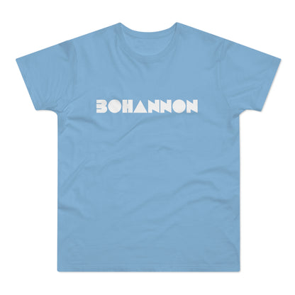 Light blue t-shirt with white "BOHANNON" text across the chest.
