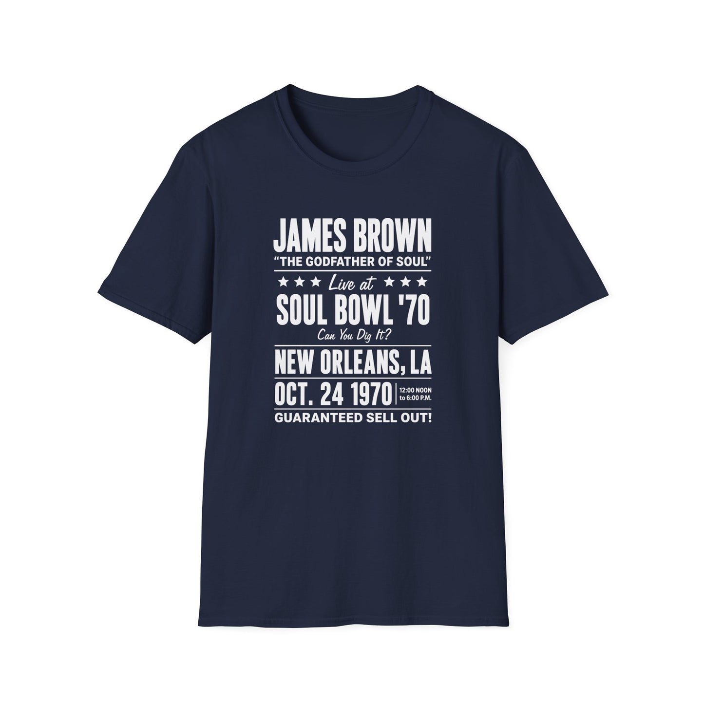 James Brown Soul Bowl '70 New Orleans, LA Oct. 24 1970 shirt.