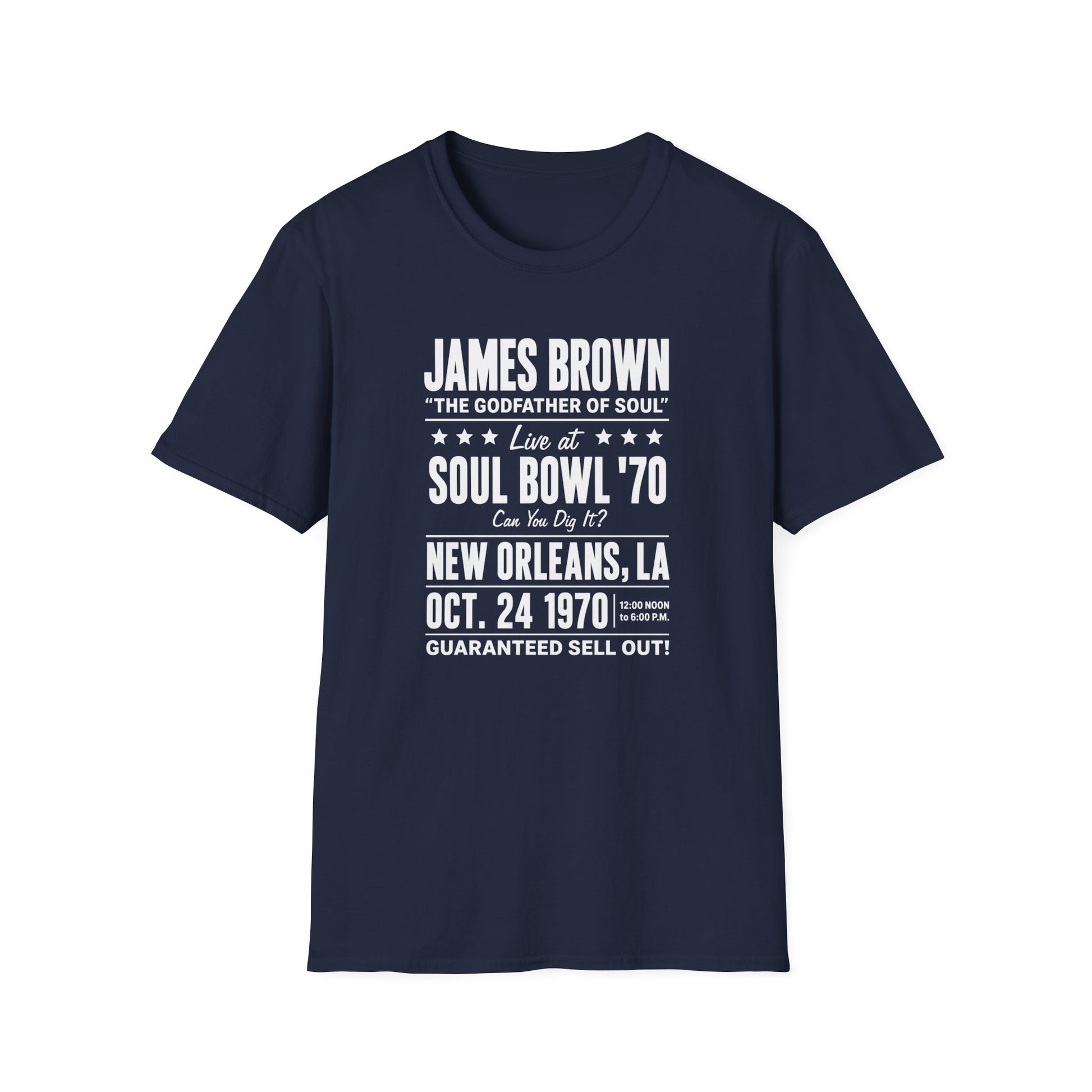 James Brown Soul Bowl '70 New Orleans, LA Oct. 24 1970 shirt.