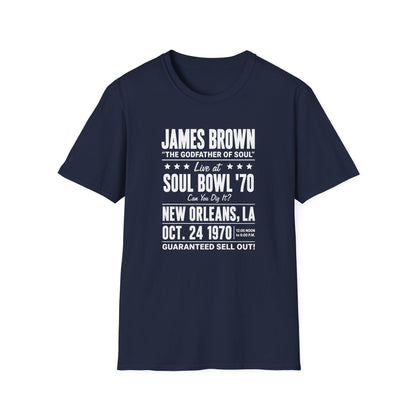 James Brown Soul Bowl '70 New Orleans, LA Oct. 24 1970 shirt.
