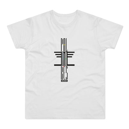 White t-shirt with black "PALM" and "RES" text logo and "RECORDS" in a black box.