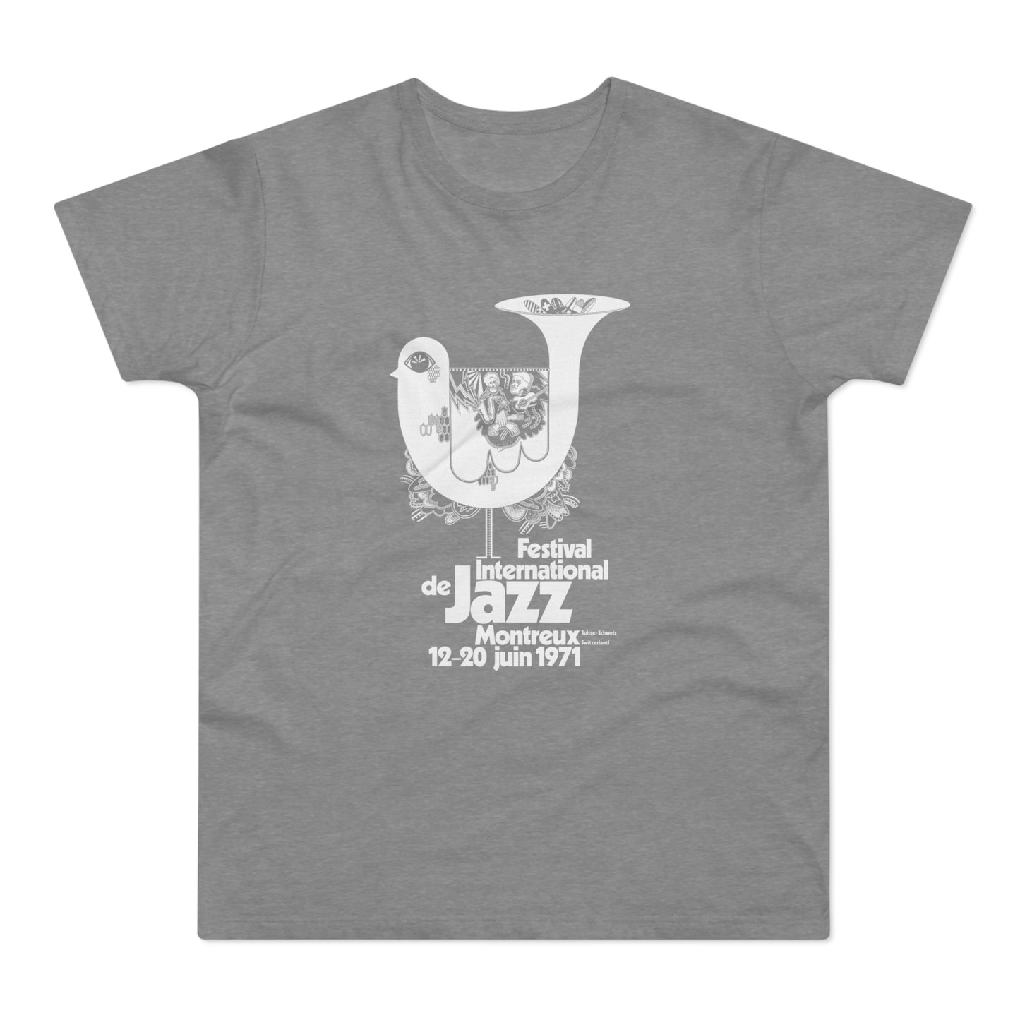 Montreux Jazz Festival 1971 Switzerland, white dove and abstract design.