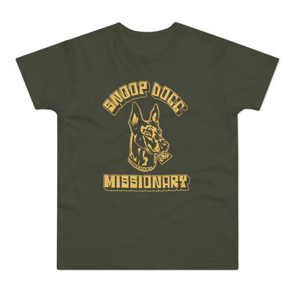 Doberman wearing chain and condom, text "SNOOP DOGG MISSIONARY"